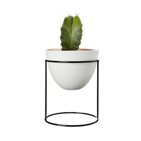 IVY MUSE NEST STAND + POT, BLACK & PEACH EGGSHELL