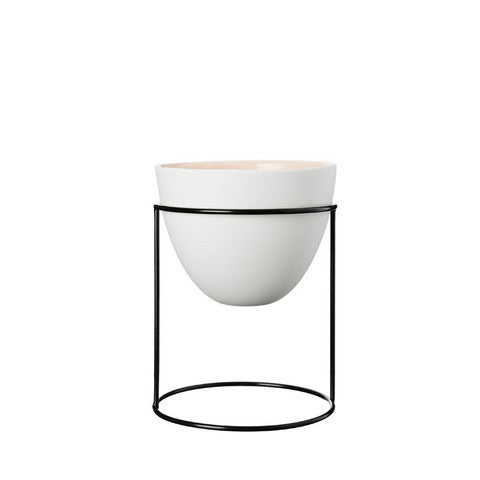 IVY MUSE NEST STAND + POT, BLACK & PEACH EGGSHELL