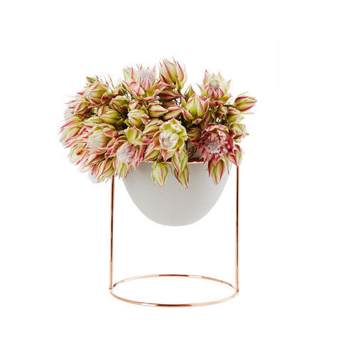 IVY MUSE NEST STAND + POT, COPPER & FEATHER GREY