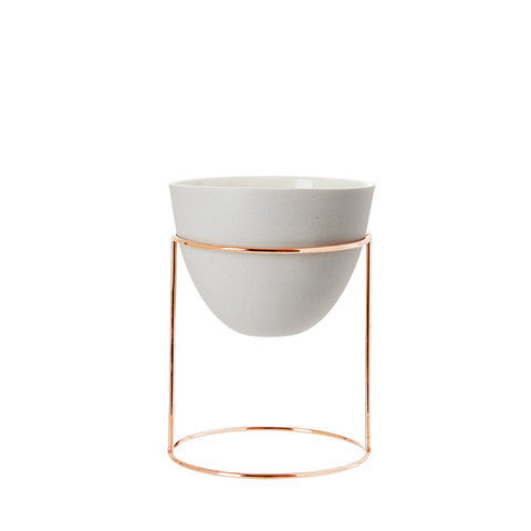 IVY MUSE NEST STAND + POT, COPPER & FEATHER GREY