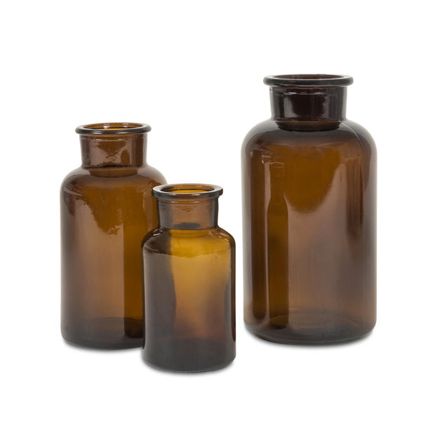 AMBER MEDICINE JARS, SET OF 3